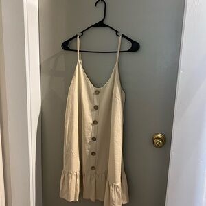 As U Wish Cream Button-Down Dress
